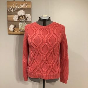 Coral GAP Cable Knit Sweater
